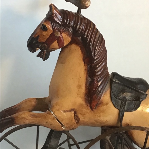 Rare Vintage Victorian 17x15in Wood & Cast iron Horse Children’s toy - Picture 9 of 10